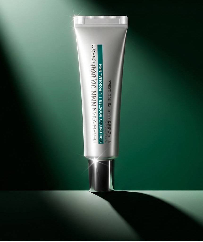 Pharmacian NMN30000 cream tube in soft green light