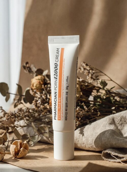 Pharmacian PDRN12000 cream 30 g tube on linen with dried botanicals Pharmacian PDRN12000 cream 30 g tube on linen with dried botanicals